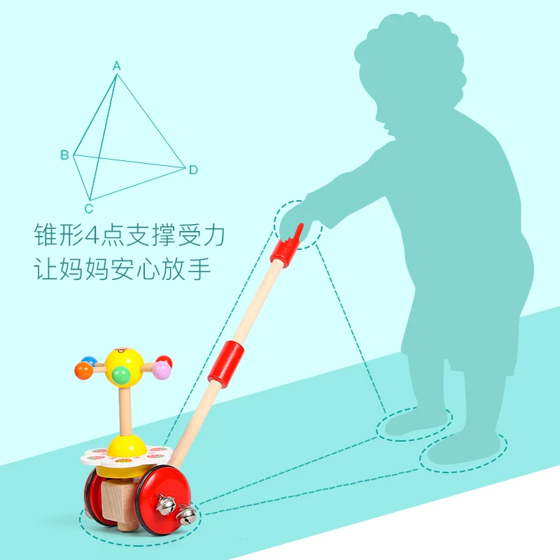 Bambini di legno di spinta del bambino singolo-pole walking trolley bambino a piedi piccolo aereo giocattoli 1-2-3 anni di età