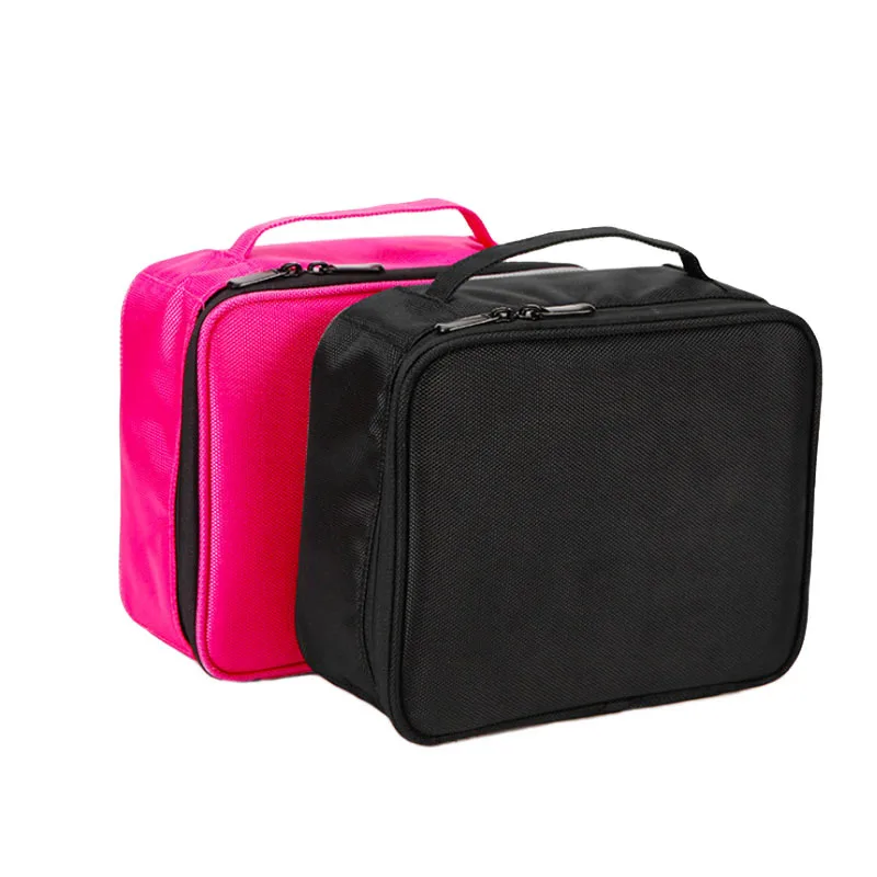 

Waterproof oxford travel cosmetic bag make up brushes organizer tote bag toiletry zipper case black fuchsia