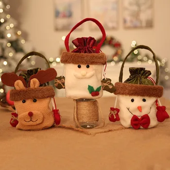 

Merry Christmas Ornament Snowman Elk Santa Clous Candy Gift Bag Christmas Eve Apple Sack Festive Party Supplies Felt Diy Craft