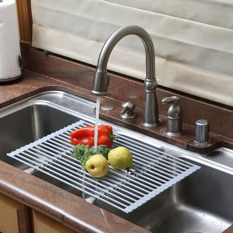 52cm33cm new foldable kitchen sink rack stainless steel dish handy multifunctional cutlery drainer drying kitchen tools 2017 - Kitchen Sink Tools 52cm33cm new foldable kitchen sink rack stainless steel dish handy multifunctional cutlery drainer drying kitchen tools 2017 - Kitchen Sink Tools