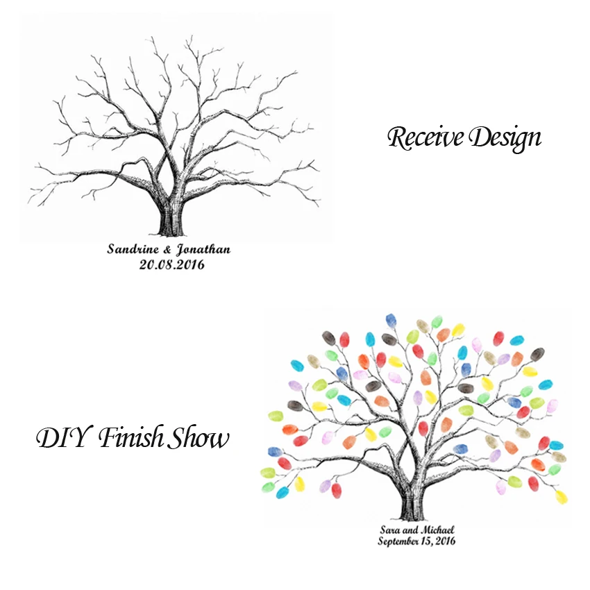 Qianxiaozhen персонализированные пользовательские Любовь Дерево отпечаток пальца Свадебный Гость книга Свадебные украшения Mariage Gastenboek украшение Бода