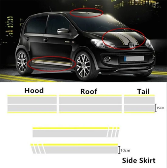 Для салона в сером цвете капот+ крыша+ хвост/боковые юбки наклейки украшение кузова автомобиля виниловые наклейки для Volkswagen UP Polo Golf 7