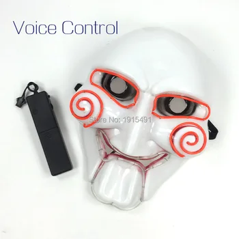 

Brand Design Holiday Lighting Led Neon String Circle Dimple Evil Face Movie Theme EL Cold Light Terrified Saw Mask with Drive