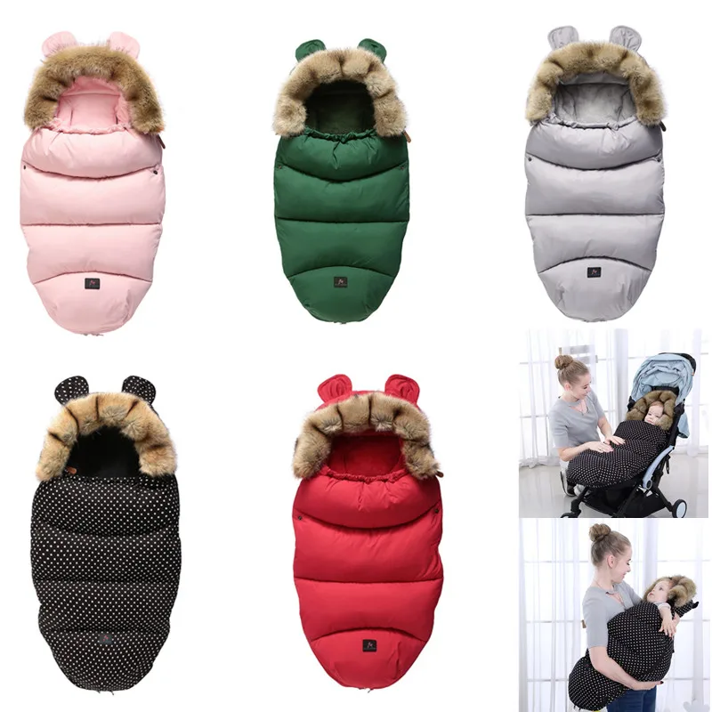 

New Baby Sleeping Bag Thicken Winter Warm Stroller Sleep Bag Sacks Robe Infant Wheelchair Envelopes Newborns Footmuff Pram