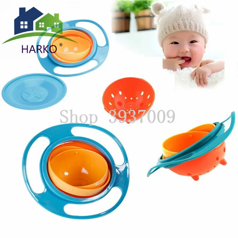 Розничная, детская посуда для кормления, милая игрушка, детская Гироскопическая чаша для кормления, универсальная вращающаяся на 360 градусов непроливающаяся посуда, детская посуда