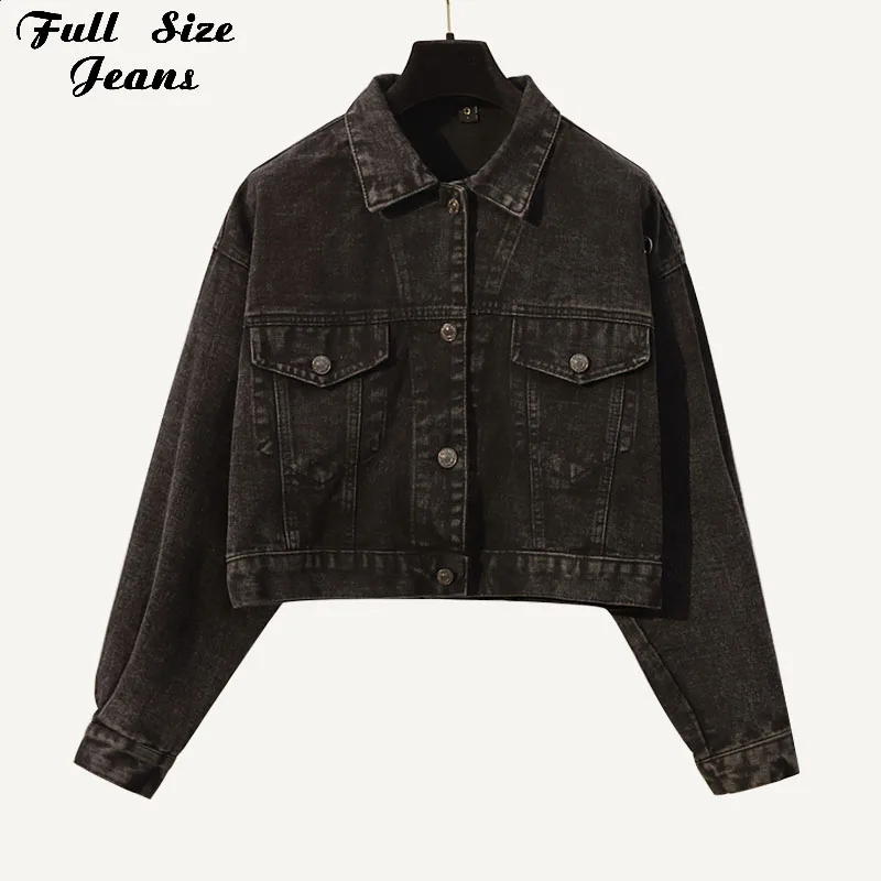 Plus Size Streetwear Hollow Out Short Bomber Denim