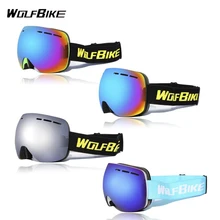 Wolfbike BYJ-018 UV400 на открытом воздухе защитные очки двухслойные ветрозащитные Лыжный Спорт очки Анти-туман Сферическая поверхность Глаза протектор