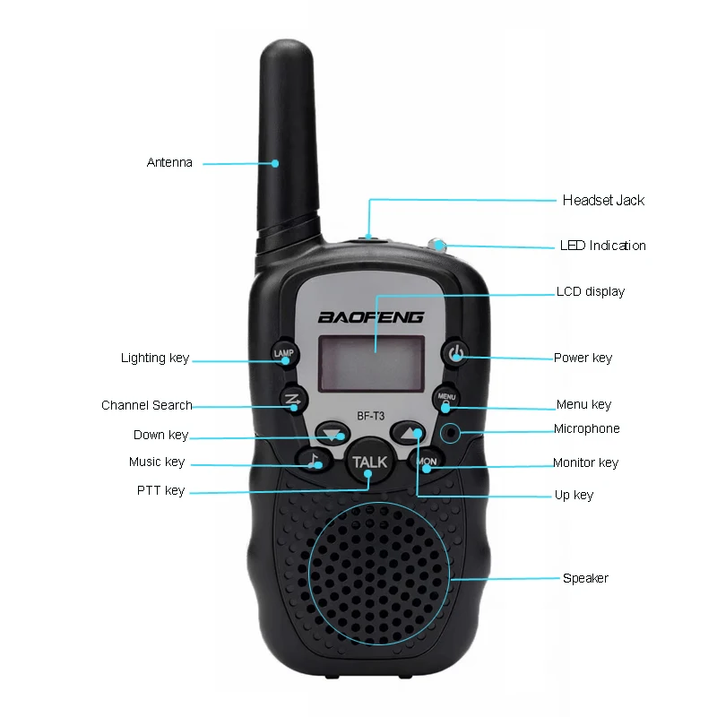 2 шт./компл. Baofeng T3 BF-T3 Портативный мини иди и болтай walkie talkie для подарок для ребенка радио 0,5 W 22CH двухстороннее Радио переговорные трансивер BFT3