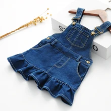 Джинсовое платье принцессы для маленьких девочек Детские платья на бретелях для девочек, детское платье vestido de festa infantil, костюм для девочек