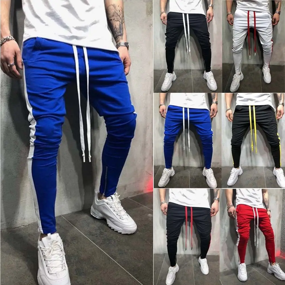 Men Casual Gym Slim Sports Fit Trousers Tracksuit Bottoms Skinny ...