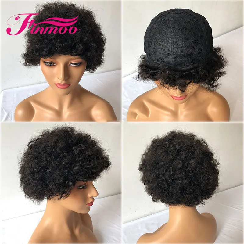 

Short Wig Rose Curl 100% Human Hair Wigs Remy Hair Brazilian Machine Made For Black/White Women Free Shipping