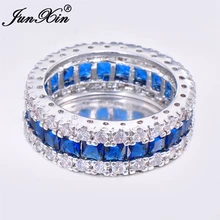 Junxin marca hombres mujeres azul ronda anillo vintage blanco gold filled joyería regalos de navidad libre de nosotros os-rw0411