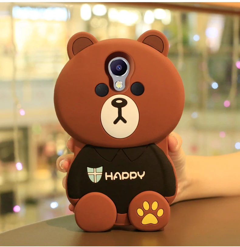 

Fashion case For MEIZU M2 Note Cover Cute 3D Cartoon Happy Bear Pattern Soft Silicone Case For Meizu M3 Note for MEIZU M5 Note