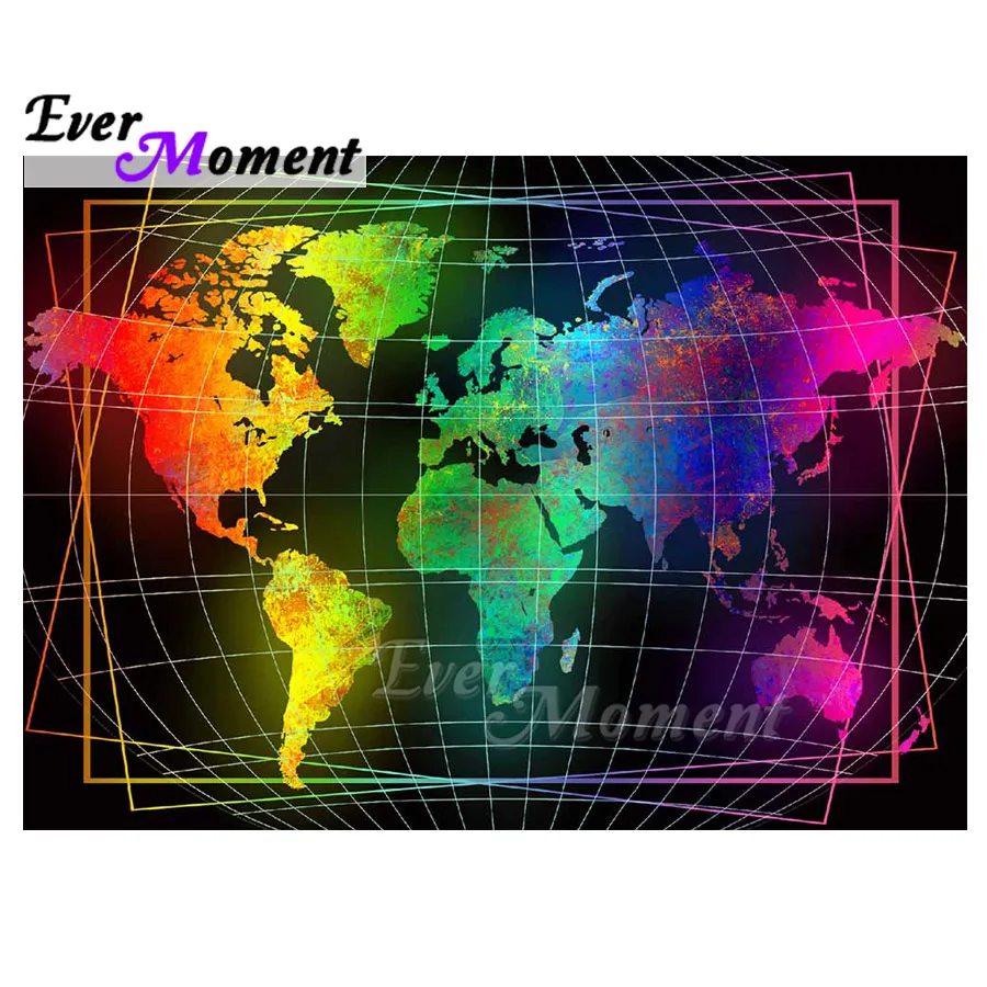 Ever Moment Алмазная картина карта мира 5D DIY Полная квадратная дрель мозаика Алмазная вышивка крестиком украшение стены 3F1157