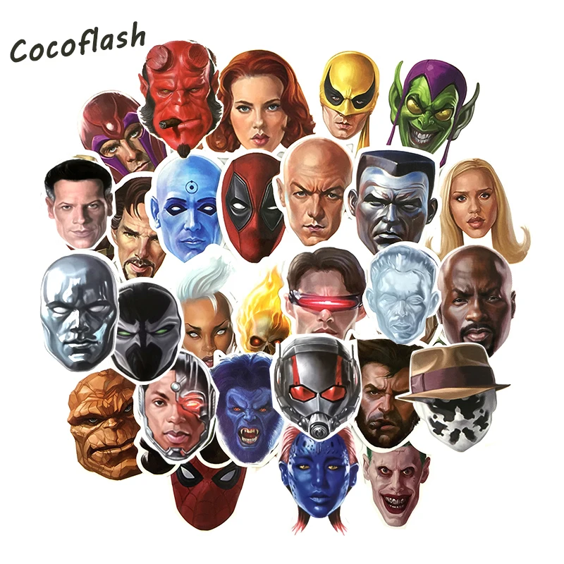 HOT 50 Pcs Anime Marvel Head Portrait Graffiti Stickers Personality Super Hero Sticker For Laptop Luggage Toy Sticker For Kids