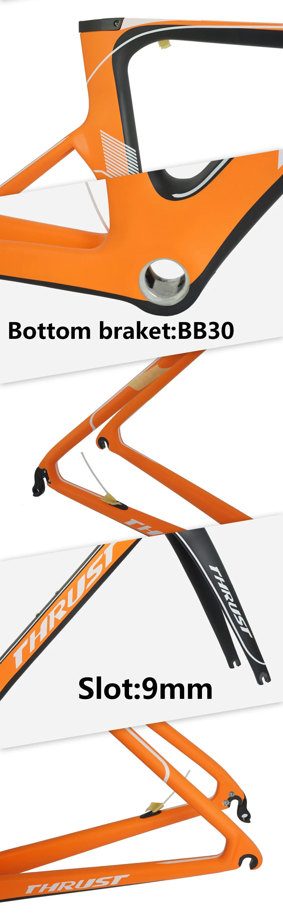 Карбоновая рама 49 см 52 см 54 см 56 см 58 см карбоновая рама для дорожного велосипеда оранжевая BB30 BSA 700C колеса