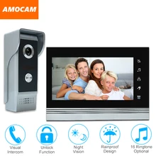 7″ video door phone intercom doorbell kits aluminum alloy panel wired video doorphone system 1 IR camera 1 LCD color monitor
