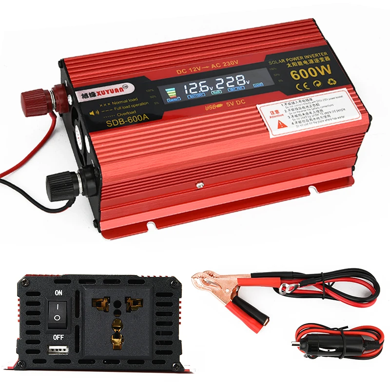600W Solar Power Inverter Car Automotive Power Converter DC 12V to AC