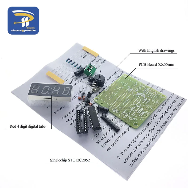 Цифровые 4 битные электронные часы STC12C2052 C51 комплект электронной продукции DIY