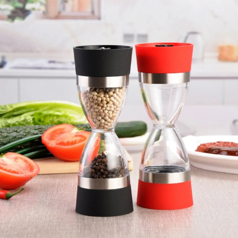 

Hot 2 in1 Salt and Pepper Grinder Stainless Steel Manual Spice Grinder Dual Mill Portable Kitchen Tools Home Kitchen Mills