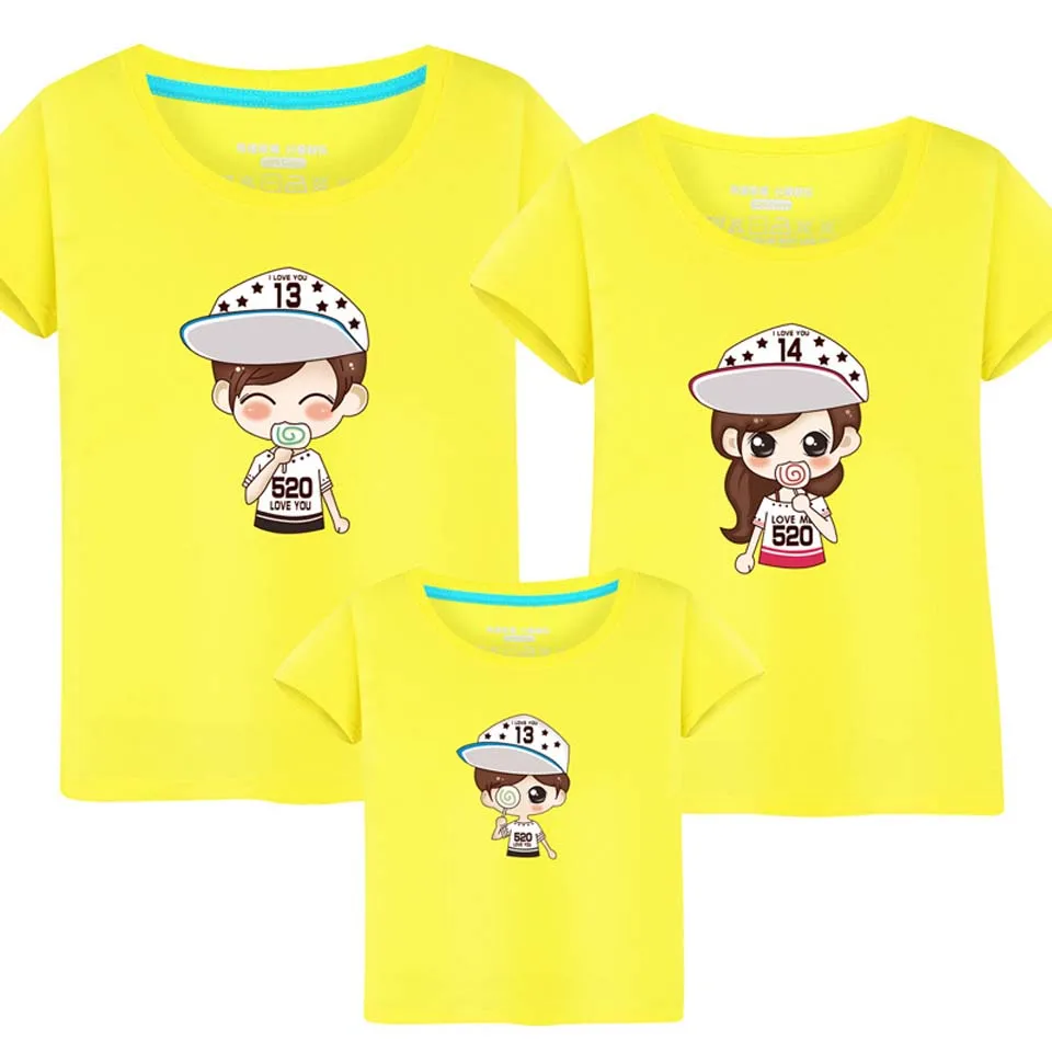 

2018 New Arrival Family Look Summer Cartoon Pattern Family T shirt Mom Daughter Son Clothes Top Tee Family Matching Outfits