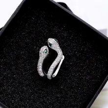 SWOUR, новые ювелирные изделия, S925 серебряные серьги, кубический циркон, CZ, манжеты для ушей, двойная змея, дизайн, брендовые серьги-гвоздики, высокое качество, S148