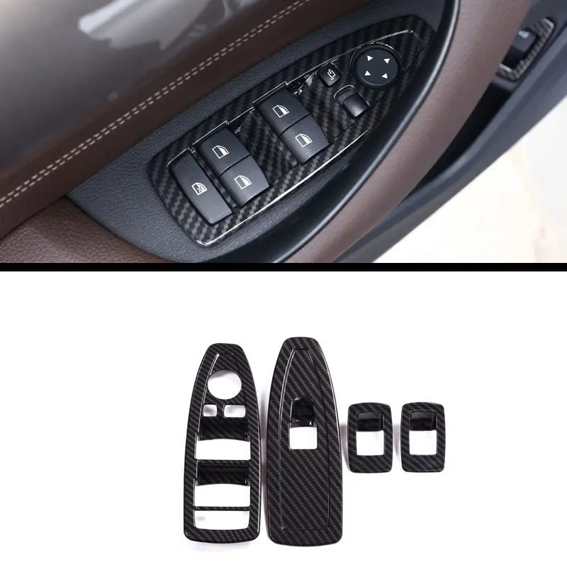 

4pcs Carbon Fiber Style ABS Plastic Window Lift Switch Frame Trim For BMW X1 F48 2016-2018 ABS Chrome Accessories For BMW X2 F47