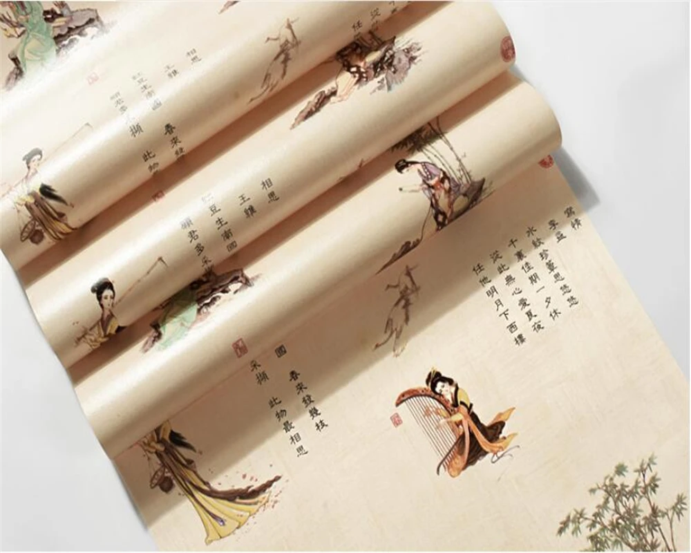 beibehang Vintage wallpaper ancient poetry beauty photo wallpaper 3d mural 3d bedroom mural wallpaper for walls in rolls behang beibehang Vintage wallpaper ancient poetry beauty photo wallpaper 3d mural 3d bedroom mural wallpaper for walls in rolls behang