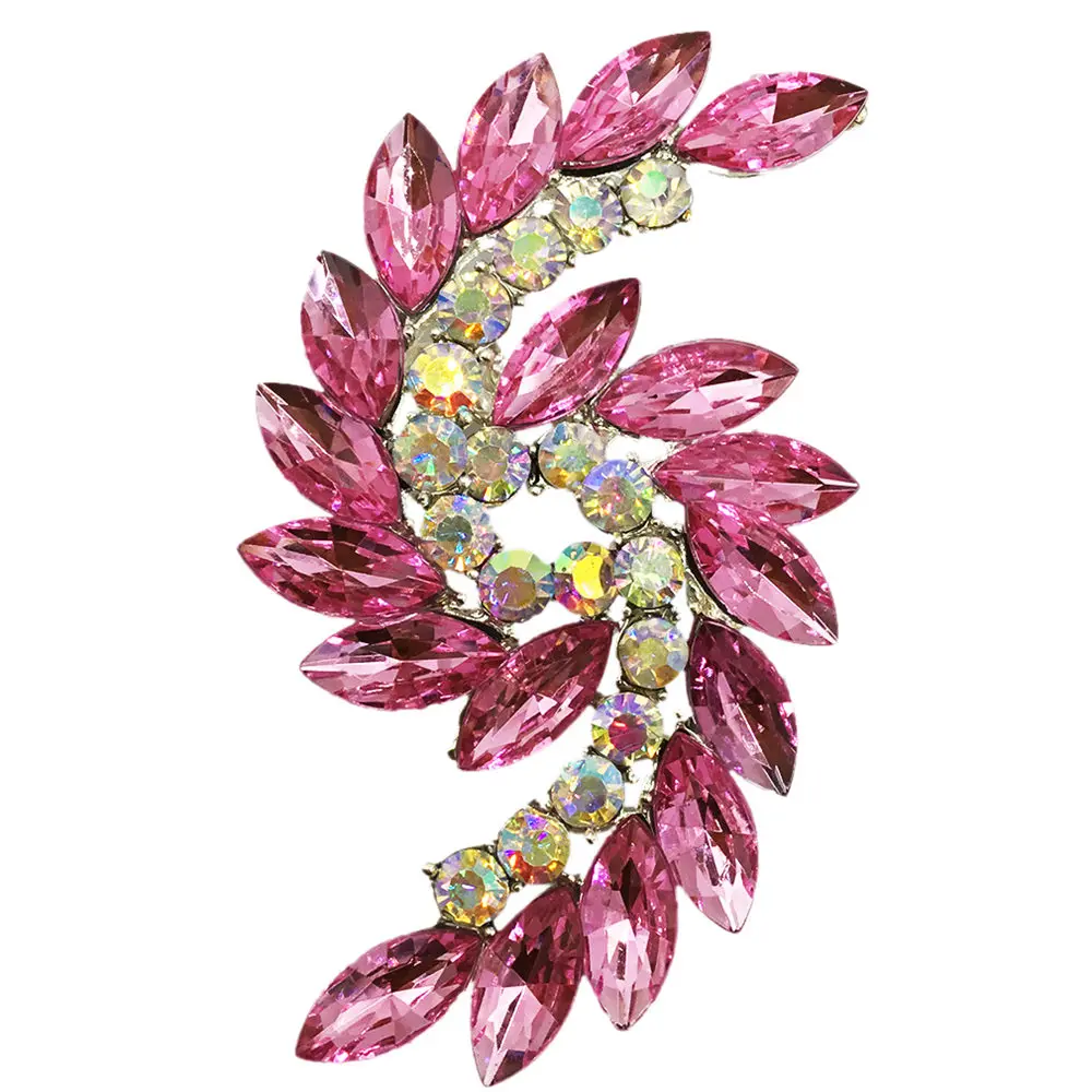 

Flower Brooch for Women Girl Dress Accessories Pink Crystal Brooch Rhinestone Pins BA053
