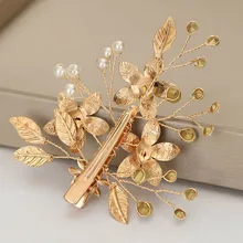 FORSEVEN золотые цветы невесты свадебные украшения для волос Аксессуары Ретро ручной работы имитация жемчуга заколки для волос