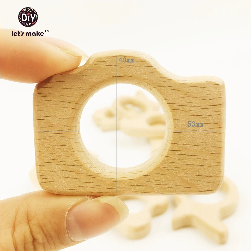 Давайте сделаем детский Прорезыватель экологичный 20 шт. Монтессори натуральный развивающий игрушки для младенцев ручная резка бука деревянная камера подвесной Прорезыватель для зубов
