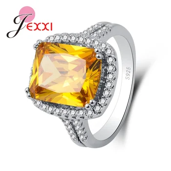 

Big Yellow Charming Luxury Rings Best Women Bridal Fingers Jewelry High Quality Nice Gift For Lover Girfriend Wholesale