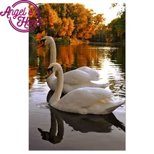 Полный квадратный и Круглый Алмаз 5D DIY Алмазная картина фото на заказ "лебедь в воде" 3D вышивка крестиком Мозаика Декор