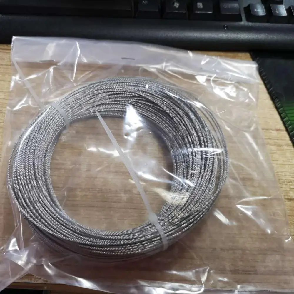  50M 1.2mm diameter 304 stainless steel wire rope softer fishing lifting cable 7X7 Structure 1.2mm d