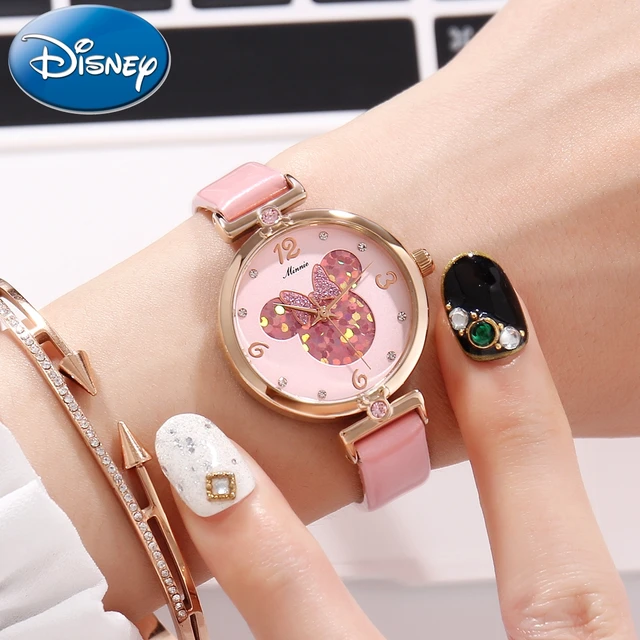 Disney 11009 frauen hübsch smart Minnie cuties uhr Mädchen sehr schönen lederband quarzuhr Echte qualität geschenk