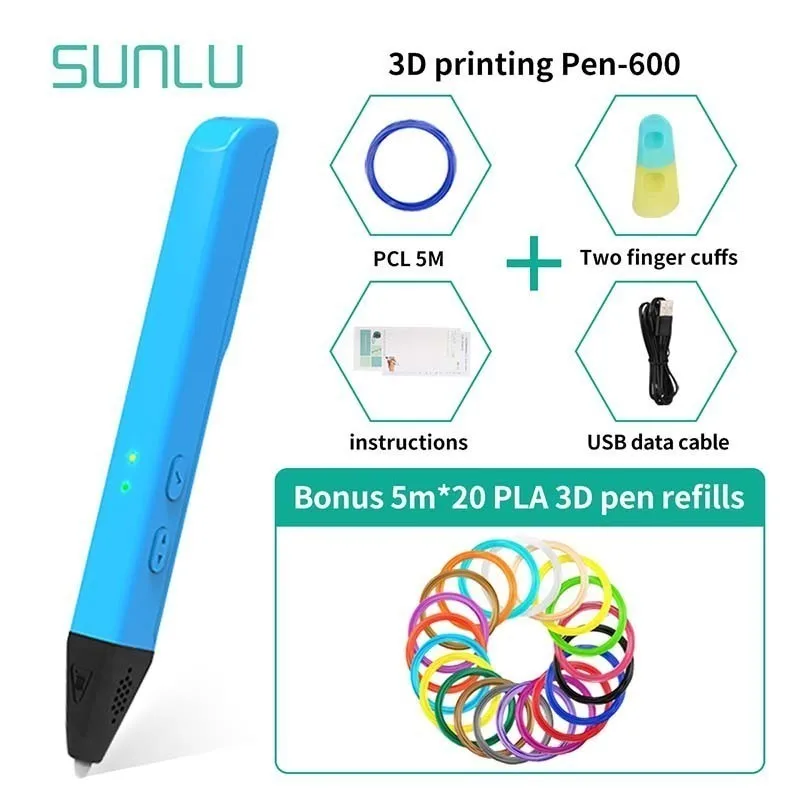 

SL-600 3D Pens Set Include 100M PLA Filament 1.75mm For Children DIY Crafts Adjustable Temperature 3D Printing Pen For Kids