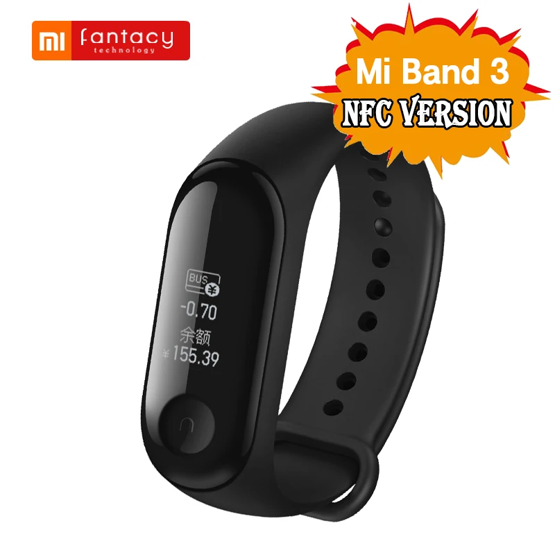 NFC версия оригинальный Xiaomi mi браслет 3 Смарт Браслет фитнес трекер Band 0 78 ''OLED
