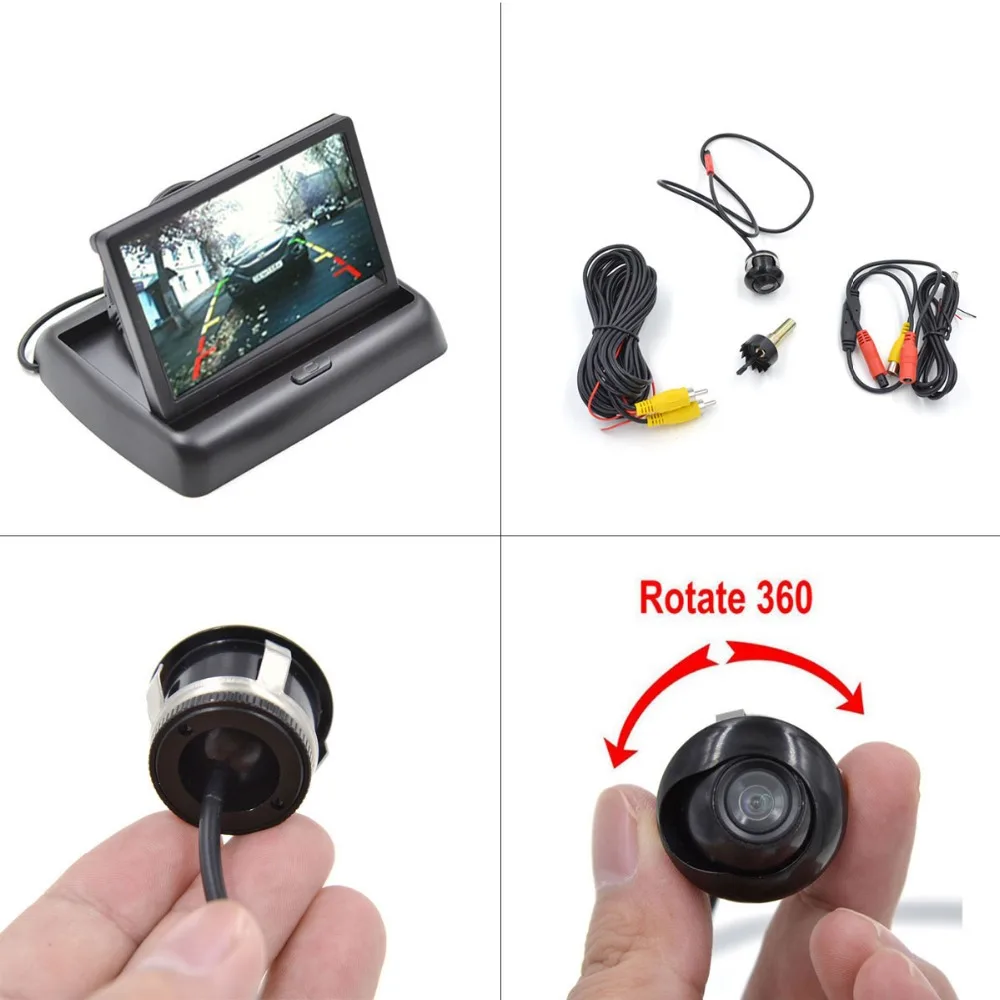 

Folding 4.3 inch Car Rearview Monitor with Car Rear View Camera Parking Assistance tft lcd car display monitor reverse camera