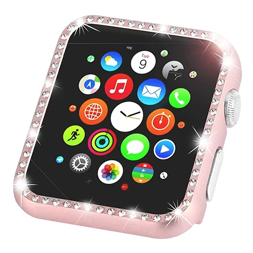Funda protectora de Metal para Apple, parachoques de diamante ostentoso para Apple, funda para reloj Series 6 SE 5 4 3 2 1 38MM 42MM, fundas para Iwatch 5 4 40mm 44mm