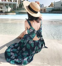 Summer New Bohemian Maxi Dress Women Flower Print Backless Bandage Bundle Waist Beach Dress bohemian strappy tribal print backless dress