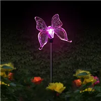 Солнечный Ночной светильник, меняющий цвет, солнечный садовый светильник s, птица, Бабочка, стрекоза, водонепроницаемый, для наружного пейзажа, дорожка, лужайка, лампа - Испускаемый цвет: Butterfly