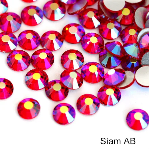 1440 шт SS3 до SS30 Красные Стразы AB без горячей фиксации стеклянные стразы с плоской задней стороной для украшения ногтей B0995 - Цвет: Siam-AB