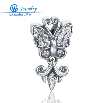 Romántico Vintage 925 Plata de Ley colgante de mariposa collar y pulsera de plata mariposa encanto collar joyas GW S413H30