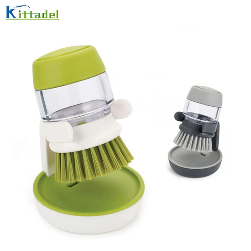 

Kitchen Washing Utensils Liquid Soap Dispenser Pot Brush Dish Mop+Draining Holder Soap Dispensing washing-up brush Storage Stand