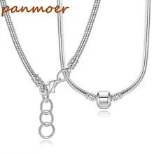 

Christmas gift Hot 2 Style Silver Color Charm Necklace Snake Chain Silver 925 fit Original pan DIY beads Jewelry necklace PA2130