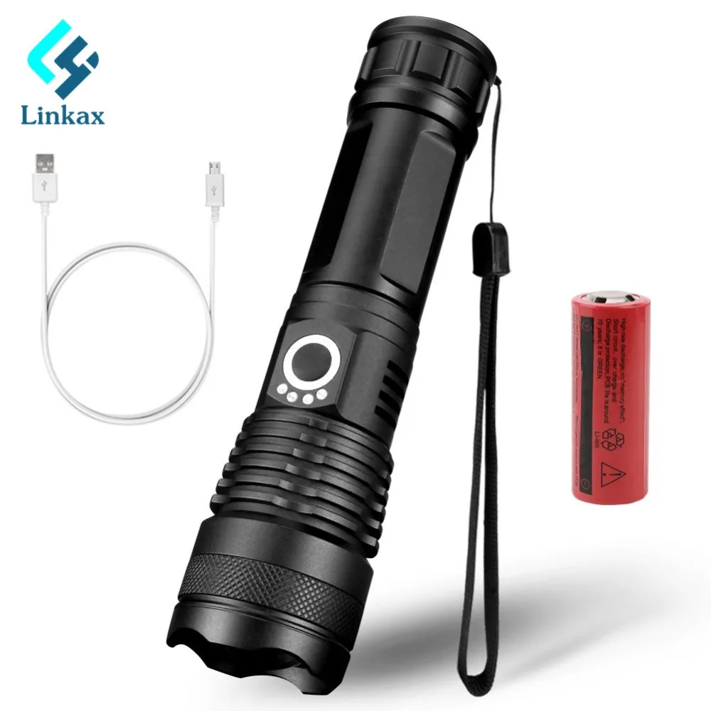 High Power USB Charging Outdoor Camping Flashlight Lamp Zoom Focus 5Mode 3800Lm Waterproof LED