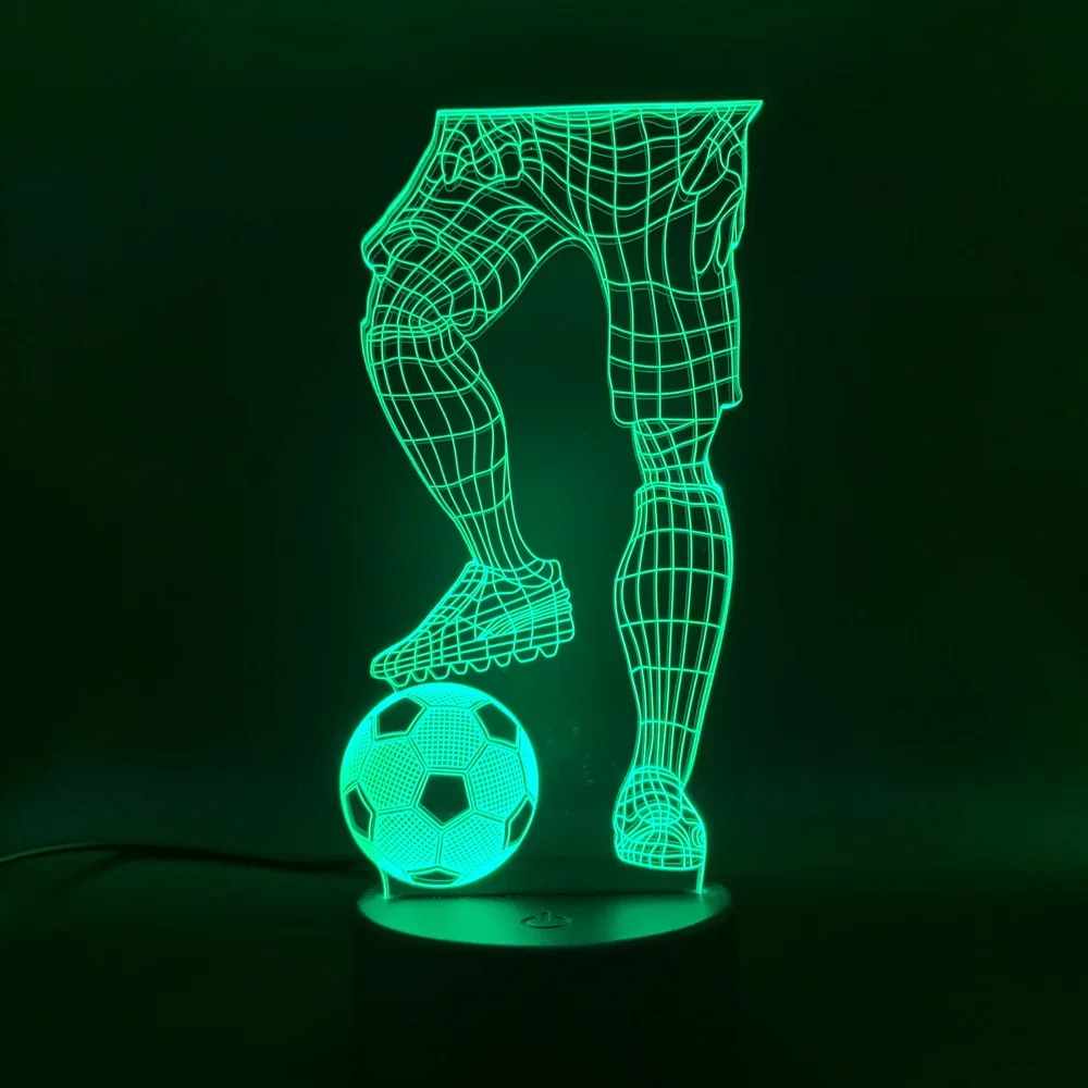 

3D Illusion Sport Soccer Player Hold Football Led Night Light Touch Sensor Switch Color Changing Baby Sleeping Nightlight Lamp