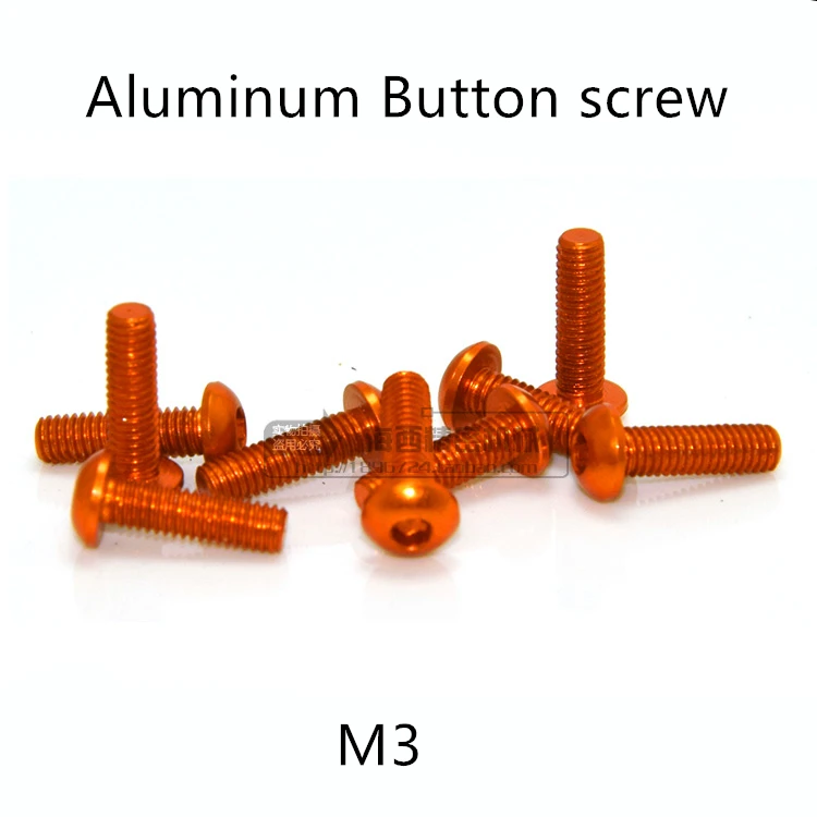 Details about   M3 M4 M5 M6 Aluminum Alloy Socket Cap Head Allen Hex Screw Bolts,Anodized Orange 