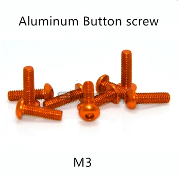 

20pcs M3*5/6/8/10/12/14/16mm Orange color Aluminum Hex socket button head cap screw for RC Model screws