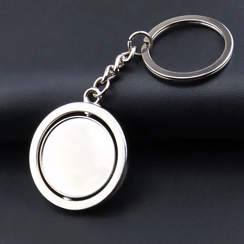 

Round Blank 360 Rotating Metal Tag Keychain Creative Car Keychain Men Gifts Simple Personalized Keychains Trinket